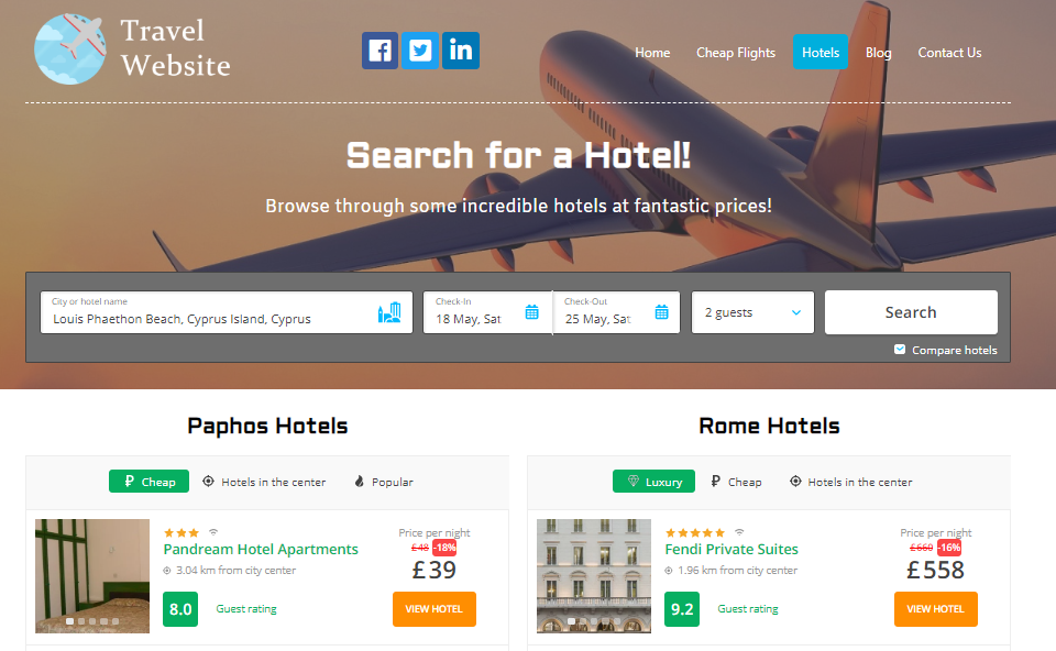 Hotels Page